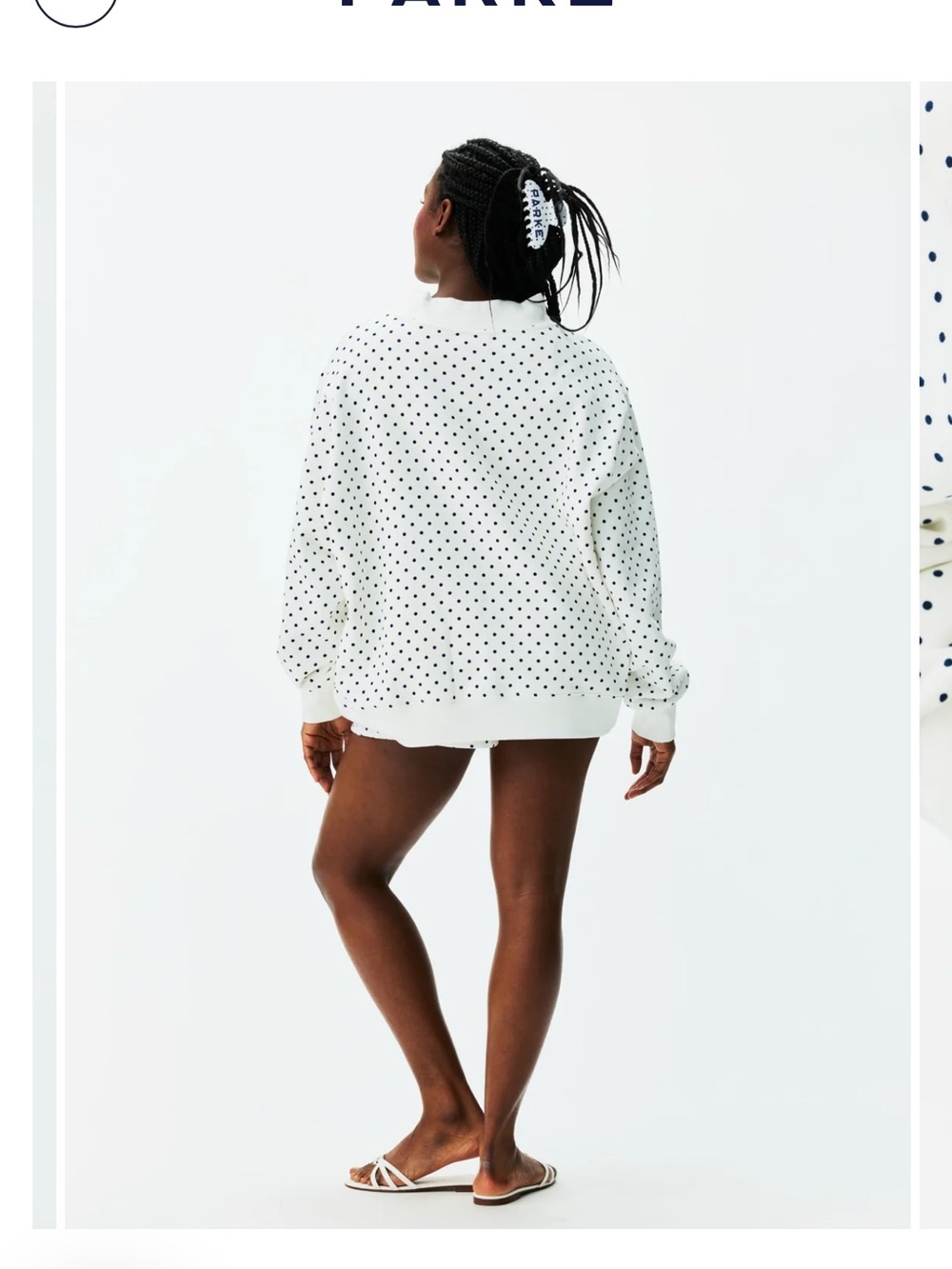 Ready to ship!!! PARKE White Polka Dot Crewneck Sweatshirt S/M - Picture 3 of 5